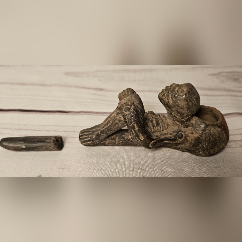 VTG Collectible Mayans Aztec Ceremonial Pipe Pre Columbian Style Smoking Pipe - Picture 12 of 15